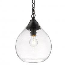  1094-S BLK-HCG - Ariella Small Pendant in Matte Black with Hammered Clear Glass